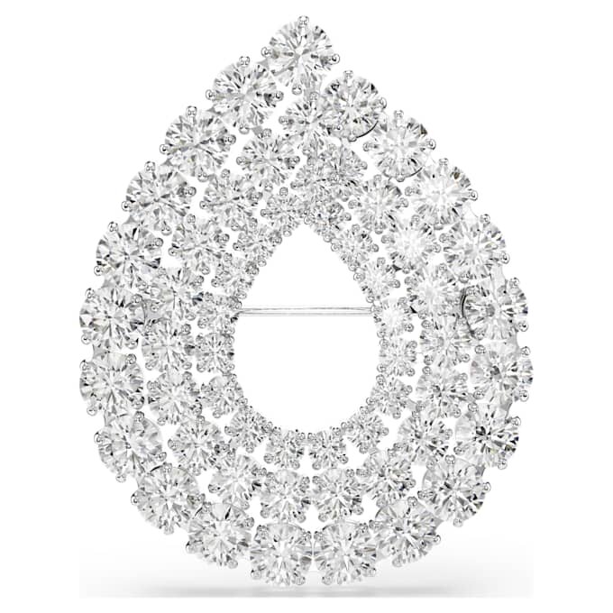 Matrix-broche, rundslibet, hvid, rhodiumbelagt Matrix-broche, rundslibet, hvid, rhodiumbelagt
