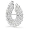 Matrix-broche, rundslibet, hvid, rhodiumbelagt Matrix-broche, rundslibet, hvid, rhodiumbelagt