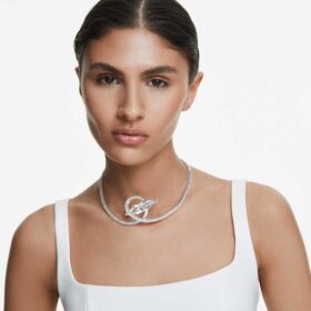 Matrix-choker med baguetteslibning, hvid, rhodineret Matrix-choker med baguetteslibning, hvid, rhodineret