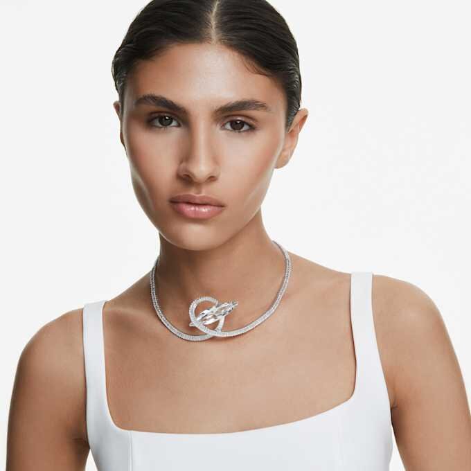 Matrix-choker med baguetteslibning, hvid, rhodineret Matrix-choker med baguetteslibning, hvid, rhodineret