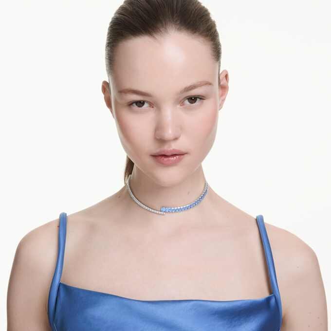 Matrix-choker med blandede slibninger, blå, rhodineret Matrix-choker med blandede slibninger, blå, rhodineret