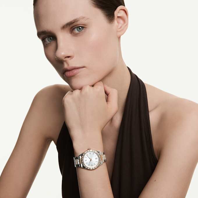 Matrix Date-ur, Swiss Made, metalarmbånd, rosaguldfarvet, blandet metalfinish Matrix Date-ur, Swiss Made, metalarmbånd, rosaguldfarvet, blandet metalfinish