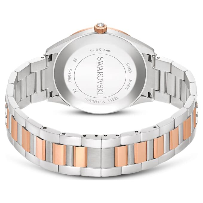 Matrix Date-ur, Swiss Made, metalarmbånd, rosaguldfarvet, blandet metalfinish Matrix Date-ur, Swiss Made, metalarmbånd, rosaguldfarvet, blandet metalfinish