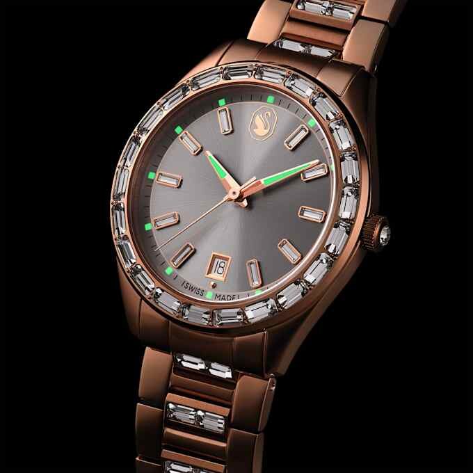 Matrix Date-ure, Swiss Made, metalarmbånd, rosaguldfarvet, rosaguldfarvet finish Matrix Date-ure, Swiss Made, metalarmbånd, rosaguldfarvet, rosaguldfarvet finish