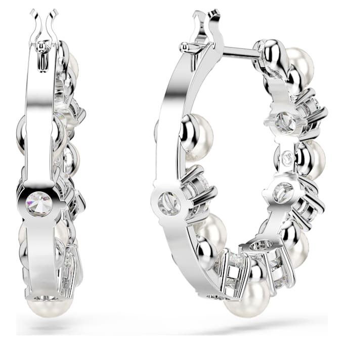 Matrix hoop-øreringe med krystalperler, rundslibede, hvide, rhodiumbelagte Matrix hoop-øreringe med krystalperler, rundslibede, hvide, rhodiumbelagte