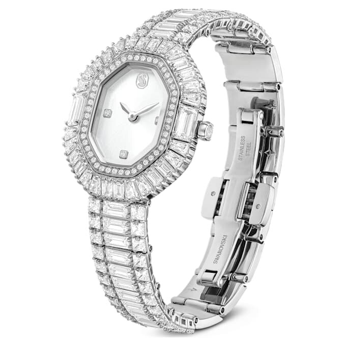 Matrix Octagon-ure med baguetteslibning, metalarmbånd, sølvfarvet, rustfrit stål Matrix Octagon-ure med baguetteslibning, metalarmbånd, sølvfarvet, rustfrit stål