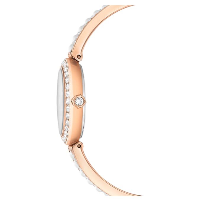 Matrix Pearl Bangle-armbåndur, fremstillet i Schweiz, krystalarmbånd, hvidt, rosaguld-farvet finish Matrix Pearl Bangle-armbåndur, fremstillet i Schweiz, krystalarmbånd, hvidt, rosaguld-farvet finish