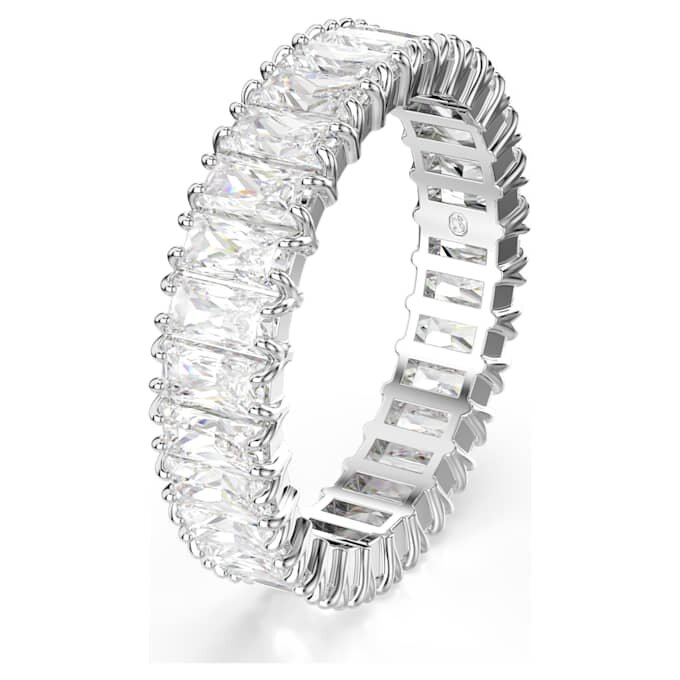 Matrix-ring med baguetteslibning, hvid, sølvfarvet finish Matrix-ring med baguetteslibning, hvid, sølvfarvet finish