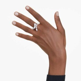 Matrix-ring med blandede slibninger, hvid, rhodineret