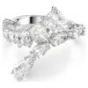 Matrix-ring med blandede slibninger, hvid, rhodineret