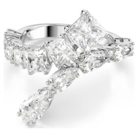 Matrix-ring med blandede slibninger, hvid, rhodineret
