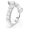 Matrix-ring med blandede slibninger, hvid, rhodineret