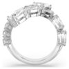 Matrix-ring med blandede slibninger, hvid, rhodineret