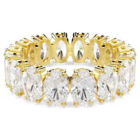 Matrix-ring med oval slibning, hvid, forgyldt