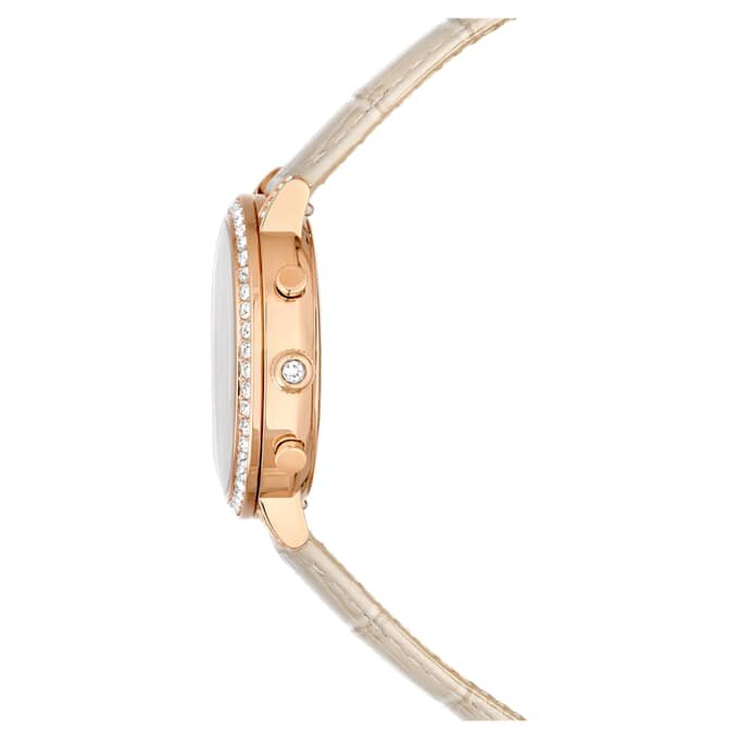 Matrix Tennis Chrono-ur, Swiss Made, læderrem, beige, rosaguld-farvet finish Matrix Tennis Chrono-ur, Swiss Made, læderrem, beige, rosaguld-farvet finish