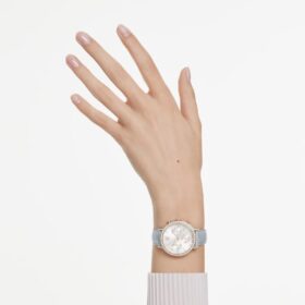Matrix Tennis Chrono-ure, Swiss Made, læderrem, grå, champagneguld-farvet finish