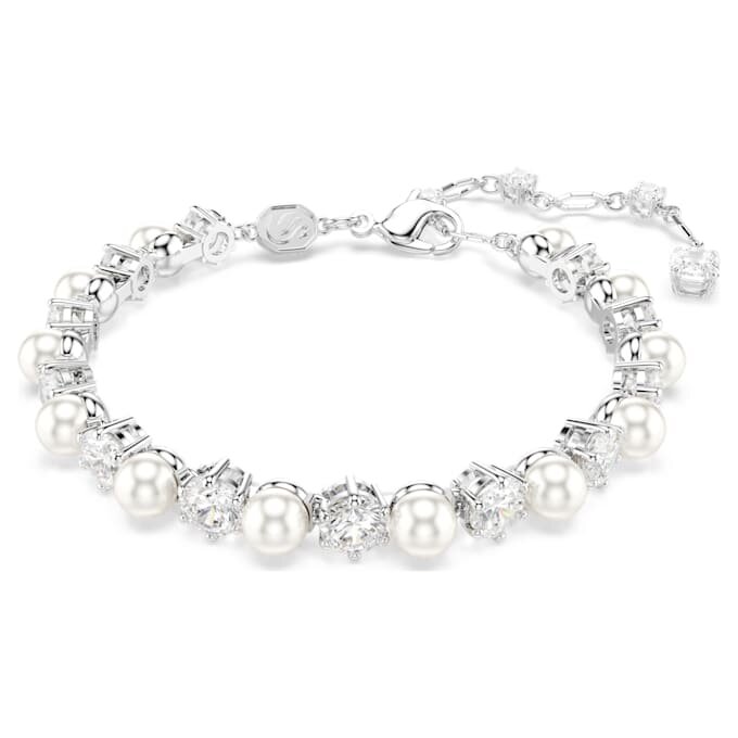 Matrix Tennisarmbånd Crystal Pearl, rundslibede, hvide, rhodiumbelagte Matrix Tennisarmbånd Crystal Pearl, rundslibede, hvide, rhodiumbelagte