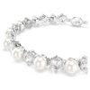 Matrix Tennisarmbånd Crystal Pearl, rundslibede, hvide, rhodiumbelagte Matrix Tennisarmbånd Crystal Pearl, rundslibede, hvide, rhodiumbelagte
