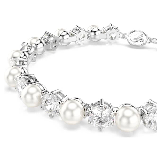 Matrix Tennisarmbånd Crystal Pearl, rundslibede, hvide, rhodiumbelagte Matrix Tennisarmbånd Crystal Pearl, rundslibede, hvide, rhodiumbelagte