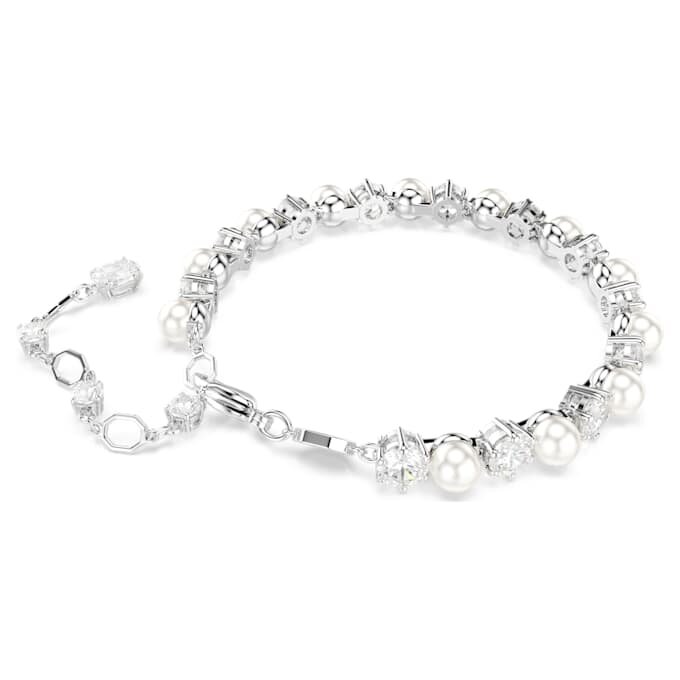 Matrix Tennisarmbånd Crystal Pearl, rundslibede, hvide, rhodiumbelagte Matrix Tennisarmbånd Crystal Pearl, rundslibede, hvide, rhodiumbelagte