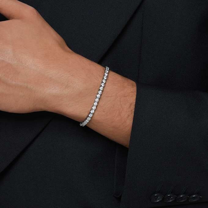 Matrix Tennisarmbånd, rundslibet, grå, rutheniumbelagt Matrix Tennisarmbånd, rundslibet, grå, rutheniumbelagt