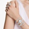 Constella armring, rundslibning, dansende sten, hvid, rhodineret Constella armring, rundslibning, dansende sten, hvid, rhodineret