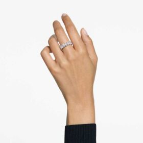 Matrix Vittore-ring, pæreformet, hvid, sølvfarvet finish