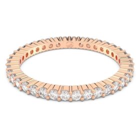Matrix Vittore-ring, rundslibet, hvid, rosaguldbelagt