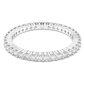 Matrix Vittore-ring, rundslibet, hvid, sølvfarvet finish