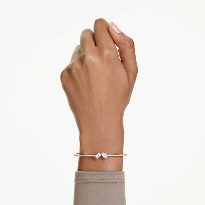 Mesmera armring med blandede slibninger, hvid, rosaguldbelagt Mesmera armring med blandede slibninger, hvid, rosaguldbelagt