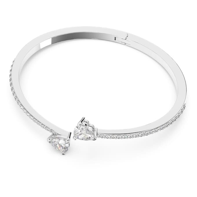 Mesmera armring med hjerte, hvid, rhodiumbelagt Mesmera armring med hjerte, hvid, rhodiumbelagt
