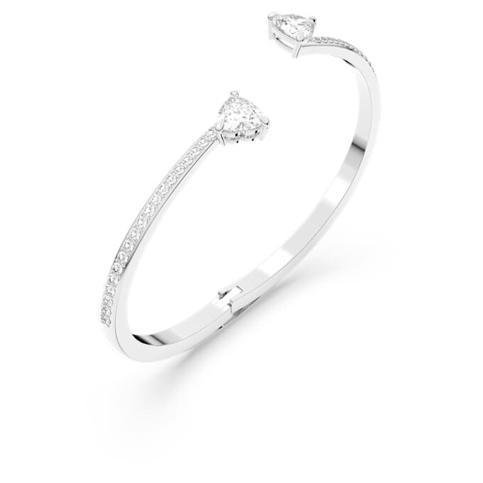 Mesmera armring med hjerte, hvid, rhodiumbelagt Mesmera armring med hjerte, hvid, rhodiumbelagt