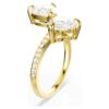 Mesmera åben ring med hjerteformet slibning, pavé, hvid, forgyldt Mesmera åben ring med hjerteformet slibning, pavé, hvid, forgyldt
