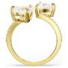 Mesmera åben ring med hjerteformet slibning, pavé, hvid, forgyldt Mesmera åben ring med hjerteformet slibning, pavé, hvid, forgyldt
