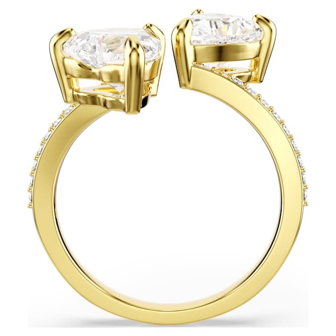 Mesmera åben ring med hjerteformet slibning, pavé, hvid, forgyldt Mesmera åben ring med hjerteformet slibning, pavé, hvid, forgyldt