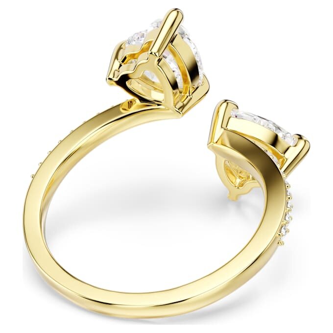 Mesmera åben ring med hjerteformet slibning, pavé, hvid, forgyldt Mesmera åben ring med hjerteformet slibning, pavé, hvid, forgyldt