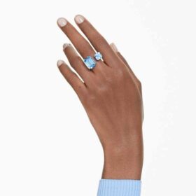 Millenia åben ring med ottekantet slibning, blå, rhodineret Millenia åben ring med ottekantet slibning, blå, rhodineret