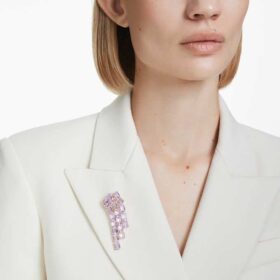Millenia-broche med ottekantet slibning, lilla, forgyldt