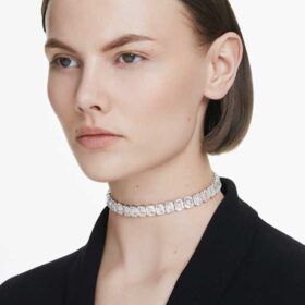 Millenia-choker med ottekantet slibning, hvid, rhodineret