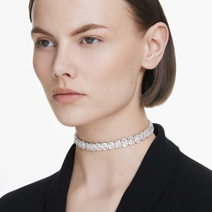 Millenia-choker med ottekantet slibning, hvid, rhodineret Millenia-choker med ottekantet slibning, hvid, rhodineret