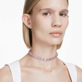 Millenia-choker med ottekantet slibning, lilla, forgyldt