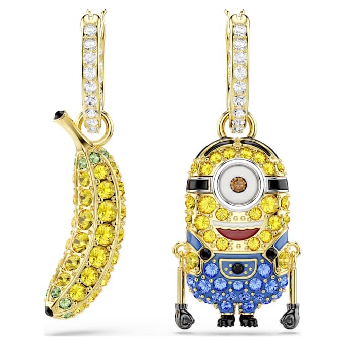 Minions Stuart og Banana øreringe med pavé, mini, flerfarvede, forgyldt Minions Stuart og Banana øreringe med pavé, mini, flerfarvede, forgyldt
