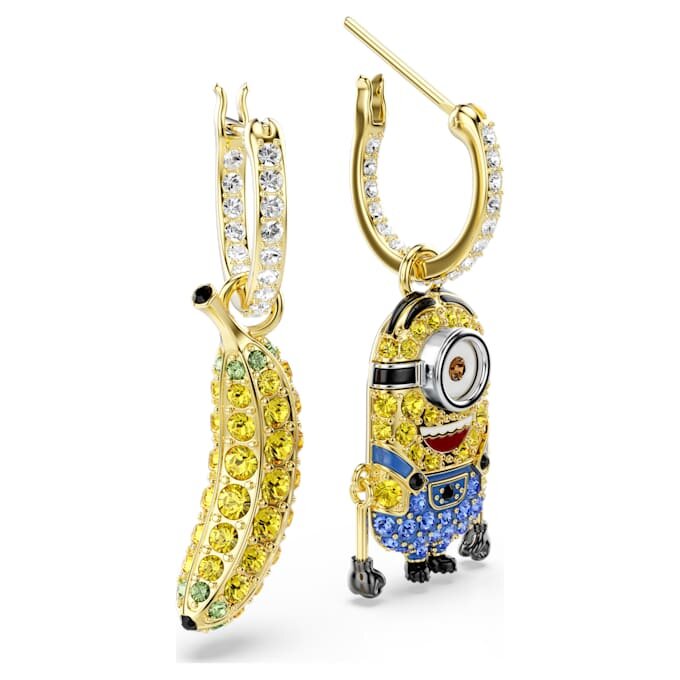 Minions Stuart og Banana øreringe med pavé, mini, flerfarvede, forgyldt Minions Stuart og Banana øreringe med pavé, mini, flerfarvede, forgyldt