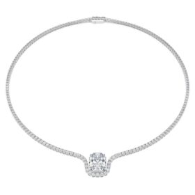 Octagon-halskæde med laboratoriefremstillede diamanter, 12,86 ct i alt, ottekantet form, 18K hvidguld Octagon-halskæde med laboratoriefremstillede diamanter, 12,86 ct i alt, ottekantet form, 18K hvidguld