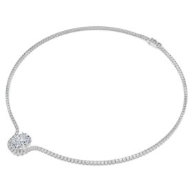 Octagon-halskæde med laboratoriefremstillede diamanter, 12,86 ct i alt, ottekantet form, 18K hvidguld Octagon-halskæde med laboratoriefremstillede diamanter, 12,86 ct i alt, ottekantet form, 18K hvidguld