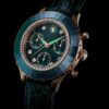 Octea Chrono-ure, fremstillet i Schweiz, læderrem, grøn, rosaguld-farvet finish Octea Chrono-ure, fremstillet i Schweiz, læderrem, grøn, rosaguld-farvet finish
