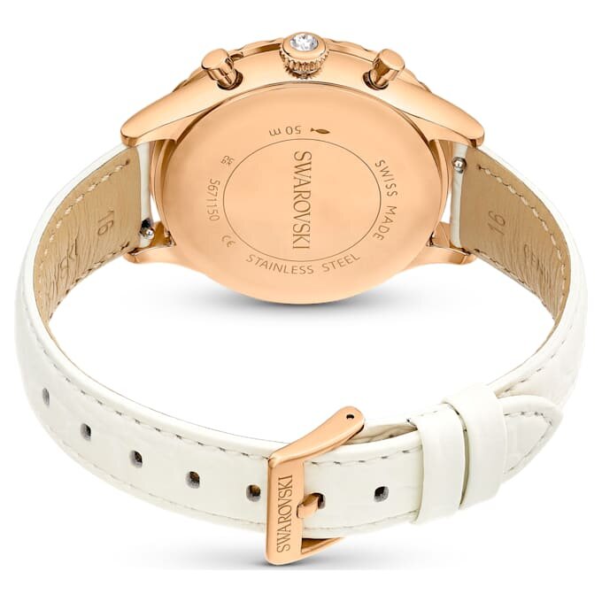 Octea Chrono-ure, Swiss Made, læderrem, hvid, rosaguld-farvet finish Octea Chrono-ure, Swiss Made, læderrem, hvid, rosaguld-farvet finish