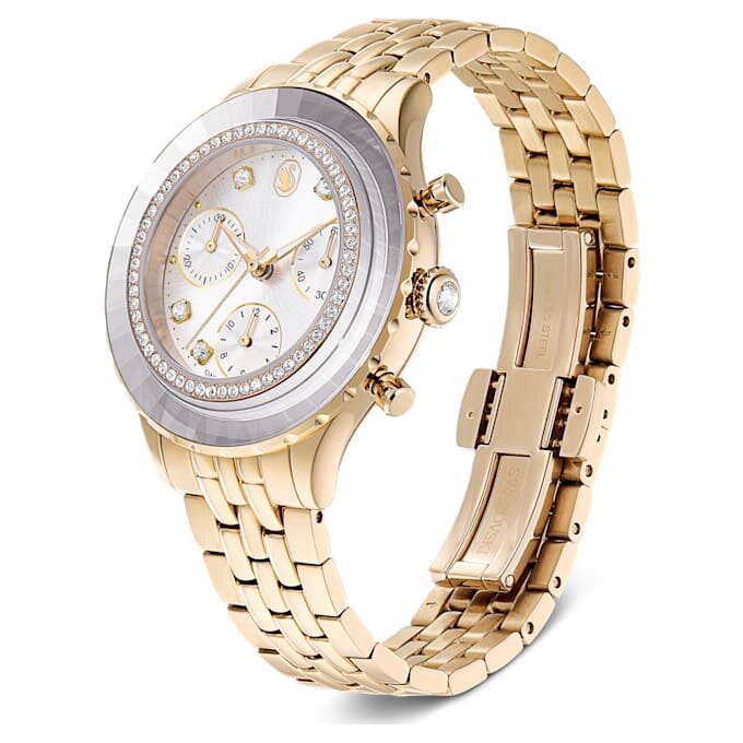 Octea Chrono-ure, Swiss Made, metalarmbånd, guldfarvet, champagneguldfarvet finish Octea Chrono-ure, Swiss Made, metalarmbånd, guldfarvet, champagneguldfarvet finish