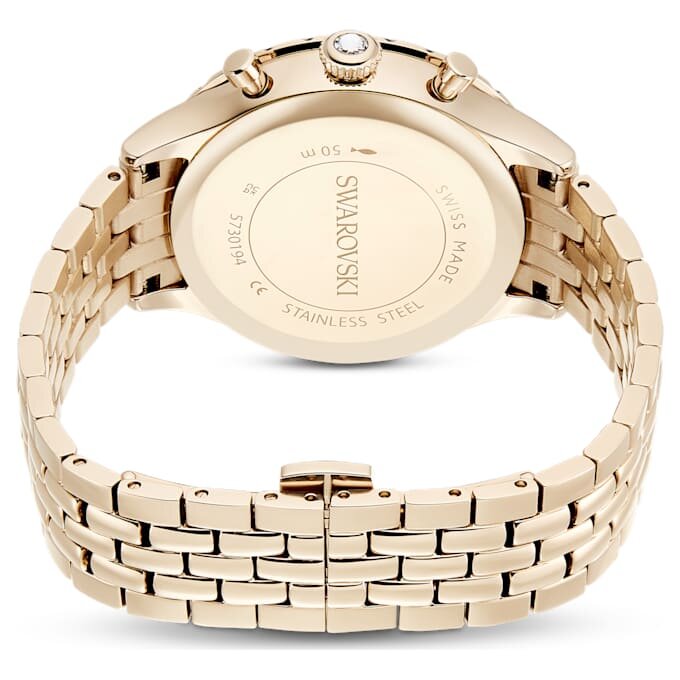 Octea Chrono-ure, Swiss Made, metalarmbånd, guldfarvet, champagneguldfarvet finish Octea Chrono-ure, Swiss Made, metalarmbånd, guldfarvet, champagneguldfarvet finish