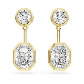 Oktagon-øreringe med laboratoriefremstillede diamanter, 7,70 ct i alt, blandede former, 18K gult guld